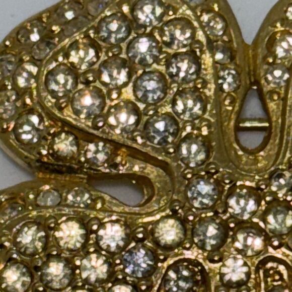 Vtg Joan Rivers signed 4 leaf Clover rhinestone crystal pin brooch shamrock +box - Picture 8 of 8